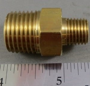 NIPPLE,HEX,REDUCING,1/2MP x 1/4MP,BRASS,LF
