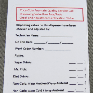 DECAL,QSC,RATIO CERTIFICATION,20/PAD