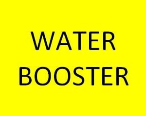 TAG,WATER BOOSTER,2 1/4 X 3 3/4,YELLOW BACKGROUND WITH BLACK LETTERS