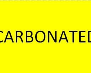 TAG,CARBONATED,2 1/4 X 3 3/4,YELLOW BACKGROUND WITH BLACK LETTERS