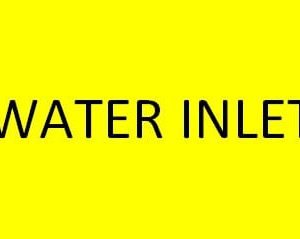 TAG,WATER INLET,2 1/4 X 3 3/4,YELLOW BACKGROUND WITH BLACK LETTERS