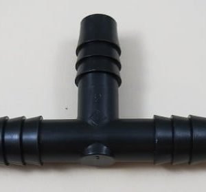 TEE,POLYPROPYLENE,BLACK,1/2 BARB X 1/2 BARB X 3/8 BARB