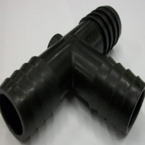 TEE,POLYPROPYLENE,BLACK,(3)3/4 IN BARB..
