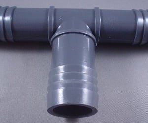 TEE,PVC,(3) 3/8BARB.
